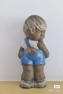 瑞典lisa larson風格手工陶瓷人物擺件，高32厘米，