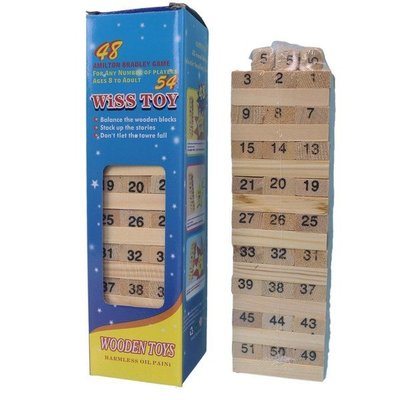 小疊疊樂 原木色疊疊樂(木材 數字)/一盒54片入(促60) 益智疊疊樂 平衡遊戲-AA5568