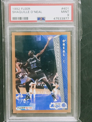 SPA 9分鑑定卡 92-93 FLEER Shaquille O'Neal RC新人卡 #401