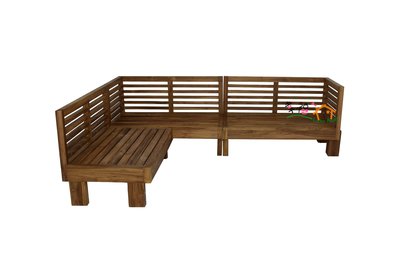 幸福家實木傢俱 柚木L型沙發, 左、右可自由擺設 包含坐墊,全柚木,(Jrf22 )