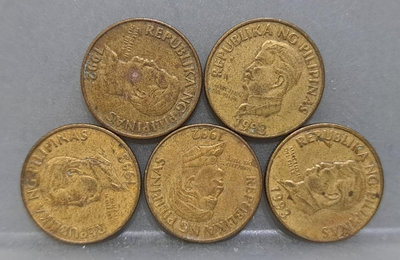 幣637 菲律賓1992.93年50分硬幣 共5枚