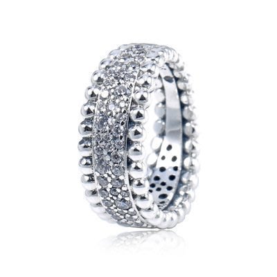 Pandora 潘朵拉 S925 純銀 新款 Pavé密鑲飾珠戒指  附原廠提袋 /盒子 特價-雙喜生活館
