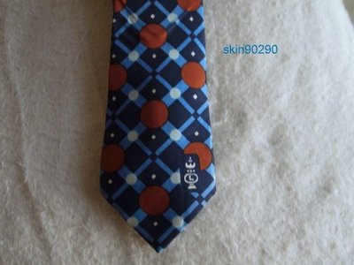 ((瑪奇亞朵的珠寶世界)) 浪凡LANVIN-藍色底法國製真絲領帶市價4800-