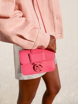 【折扣預購】23春夏正品Longchamp BOX-TROT Small 粉色皮革小款肩背包方包 斜揹袋S 10174