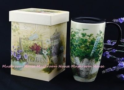 點點蘑菇屋 {有蓋馬克杯} 美國cypress陶瓷隨身杯-築 愛 拿鐵杯 附精緻紙盒