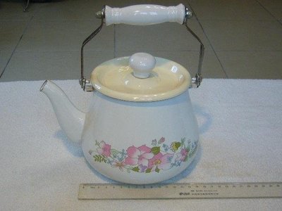 茶壺(18)~~早期印花琺瑯茶壺.水壺~~台製~~KOBE~~容量約2000CC