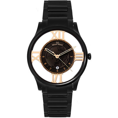 ∥ 國王時計 ∥ MAX MAX MAS7010-1 黑鋼裸空時尚腕錶