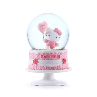 【JARLL 讚爾藝術】Hello Kitty 三麗鷗明星家族 生日祝福 水晶球音樂盒 生日禮物KT22070