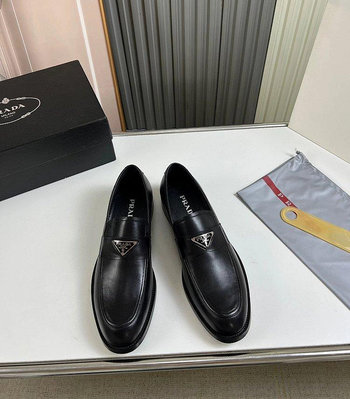 代購#Prada正裝男鞋黑色牛皮鞋面牛皮內里