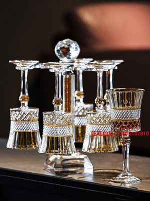 酒杯Lapunes歐式輕奢描金紅酒杯水晶玻璃醒酒器套裝家用高檔高腳杯