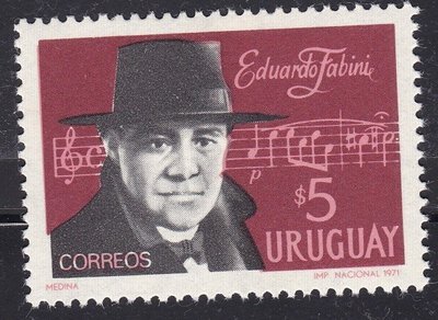 烏拉圭1971『古典音樂作曲家/小提琴家 愛德華多·法維尼 Eduardo Fabini』原膠新票1全