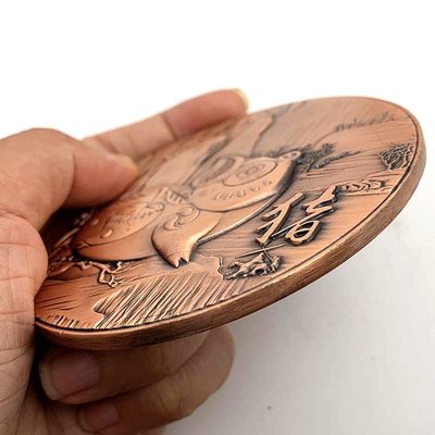 現貨熱銷-【紀念幣】12款大銅章十二生肖動物豬鼠虎浮雕紀念章 收藏蛇硬幣紫銅紀念幣
