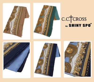SHINY SPO獨家代理VIVI日本品牌C.C.CROSS都會時尚LADY風民族印花圖騰綢緞長型絲巾