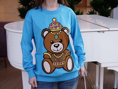 【COCO 精品專賣】Moschino Teddy Bear T 可愛寶貝小熊毛衣 藍 現貨