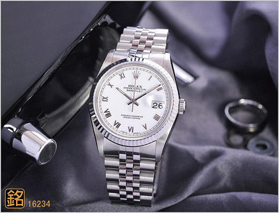 大銘腕錶 二手極新品 勞力士 ROLEX 蠔式 16234 白羅馬面 36MM RX183658