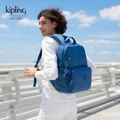 全新 Kipling 猴子包 K14169 亮藍色 防水輕便拉鍊大容量旅遊雙肩後背包 旅行包 書包 媽媽包 附尿布墊