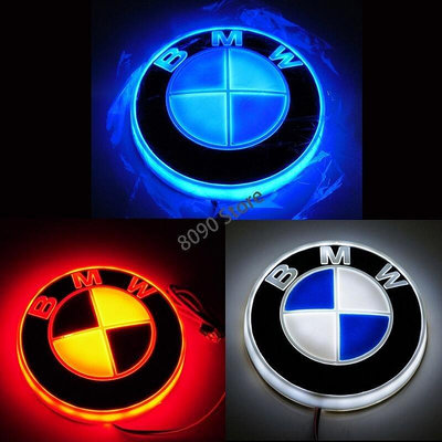 熱銷 BMW 8.2 厘米汽車前中心 4D LED 燈汽車後徽章貼花適用於寶馬 E46 E39 E36 E34 可開發票