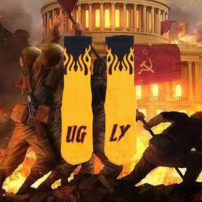 【希望商店】UGLY SYMPTOM MAD FLAME SOCK 五色 火焰 長襪 襪子