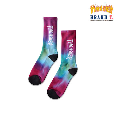 【Brand T】正規公司貨 日線 THRASHER TIE DYE SOCKS 渲染 字體 長襪 中筒襪 襪子 滑板