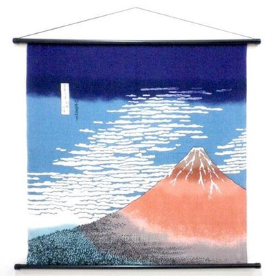 布布精品館，日本製  江戶 浮世繪 葛飾北斎 赤富士含掛軸 富嶽三十六景