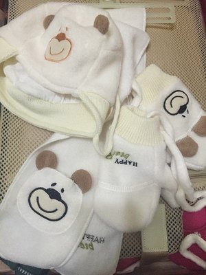 Baby Club Baby 嬰兒帽子手套 圍巾組 Polar Bear 北極熊 3件組