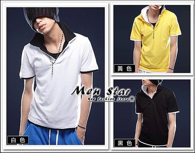 【Men Star】免運費 韓版假兩件雙色polo衫 / 男 / 媲美 stage uniqlo a&f lativ