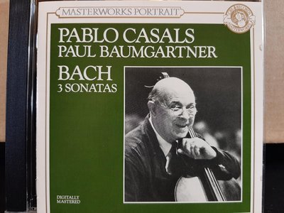 Casals,Baumgartner,Bach-3 Sonatas,卡薩爾斯，鮑姆迦特納，巴哈-3 首大提琴奏鳴曲，如新。