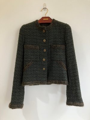已售出｜Chanel Botique vintage香奈兒 秋香綠 大地色系羊毛外套