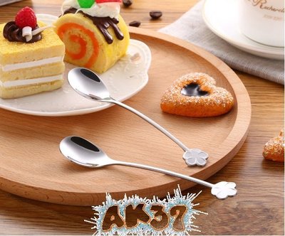 《AK37》304不鏽鋼不銹鋼18-8咖啡匙甜點匙攪拌匙交換禮物婚禮小物禮品-花朵彎柄小湯匙