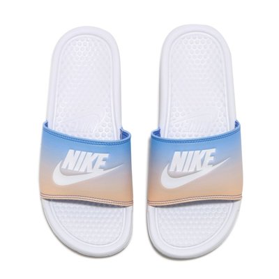 【Ｅ．Ｐ】Nike Benassi JDI Print 夏天 白粉藍 漸層 女鞋 涼拖鞋 618919-122