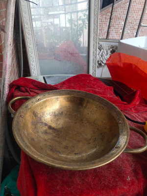 【二手】銅鍋，直徑大概23CM，凈重大概360g，二手物品刮痕瑕疵難 銅器 擺件 舊貨 【大掌櫃】-3514