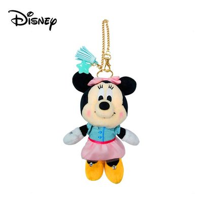 米妮 丹寧 絨毛吊飾 玩偶 吊飾 Minnie 迪士尼 Disney【002908】