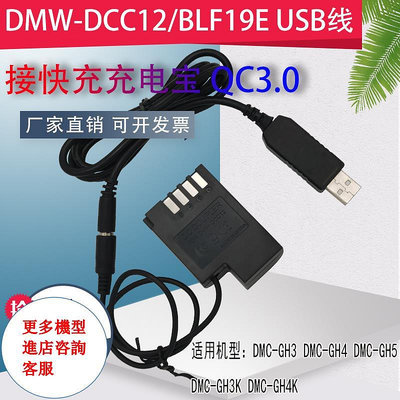 相機配件 USB線接DMW-BLF19E假電池適用松下panasonic DMW-GH3 GH4 GH5外接充電寶電源 WD026