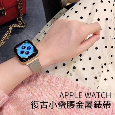 gaming微小配件-Apple Watch6 小蠻腰細網錶帶 不鏽鋼錶帶 金屬錶帶 iwatchSE 6替換帶 40mm 44mm錶帶-gm