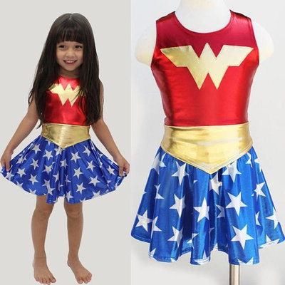 神奇女俠 小洋裝連衣裙 萬圣節圣诞节服裝兒童Wonder Woman神力女超人cosplay變裝派對 化妝舞會表演出服飾-滿599免運 巴卡巴卡