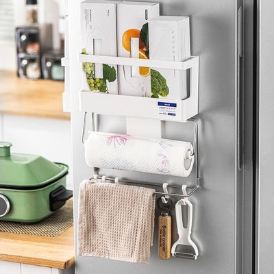 下殺-日本ASVEL磁吸冰箱置物架免打孔廚房調料架卷紙保鮮膜掛壁收納架