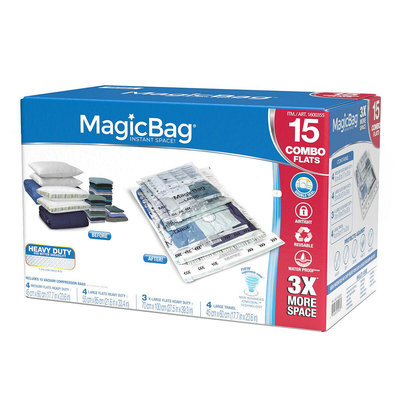 💓好市多代購/免運最便宜💓 MagicBag 真空壓縮收納袋(節省空間) 15入 5003942AP-185 防水防塵，可重複使用