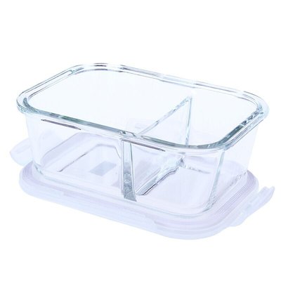 樂扣樂扣分隔耐熱玻璃保鮮盒微波爐專用飯盒密封便當盒餐盒630ml~特價家用雜貨