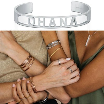MANTRABAND OHANA 一輩子的家人與支持 夏威夷文版 新款小寬版 銀手環