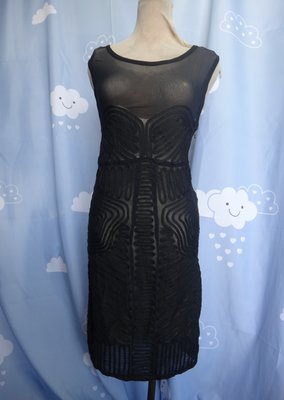 jacob00765100 ~ 正品 A/X ARMANI EXCHANGE 黑色 透明紗質洋裝 size: S