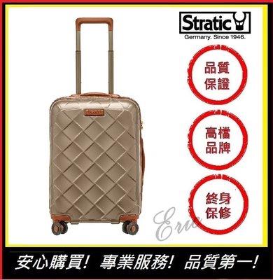 【E】德國行李箱Stratic 3-9894 Leather&More行李箱 登機箱 登機箱推薦 19吋登機箱-香檳金
