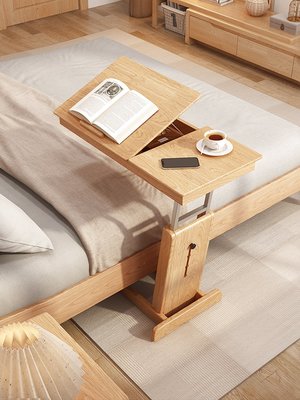 倉庫現貨出貨木屋記床邊桌子床上電腦桌可升降移動邊桌實木臥室懶人折疊小書桌