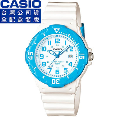 【柒號本舖】CASIO 卡西歐運動膠帶錶-水藍 # LRW-200H-2B (台灣公司貨全配盒裝)