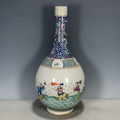 古董瓷器回流老貨收藏 清代康熙年制粉彩八仙過海細徑回流花瓶