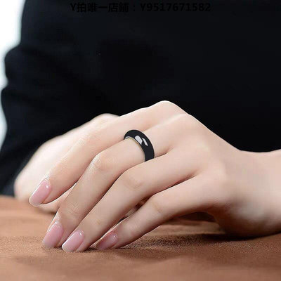 戒指 天然冰種黑曜石戒指女款小眾設計男士指環情侶對戒生日禮物送女友