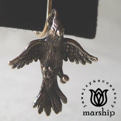 Marship 台北ShopSmart直營店 日本銀飾品牌 鸚鵡耳環 展翅飛翔款 925純銀 古董銀款 夾式耳環
