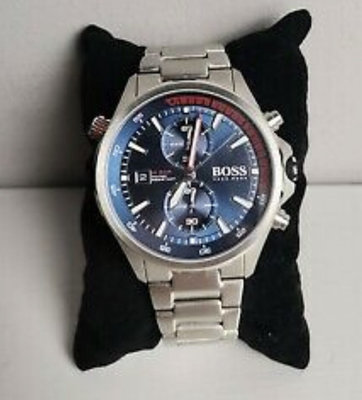 HUGO BOSS Globetrotter 藍色錶盤 銀色不鏽鋼錶帶 石英 雙眼計時 男士手錶 1513823