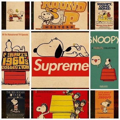 免運-史努比海報Snoopy Ins風可愛裝飾畫少女嬰兒房牛皮紙墻貼貼紙壁紙-Autismss寶藏屋