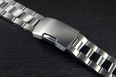 22mm平頭實心不鏽鋼製錶帶單折安全扣SEIKO,SUBMARINER,GMT黑水鬼