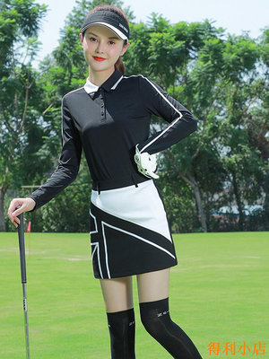 得利小店ZG6高爾夫服裝女衣服女裝高端運動套裝黑色長袖T恤女上衣golf裙女